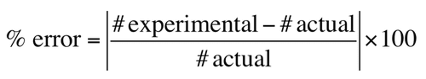 <p>experimental value-accepted value/accepted value x 100</p>