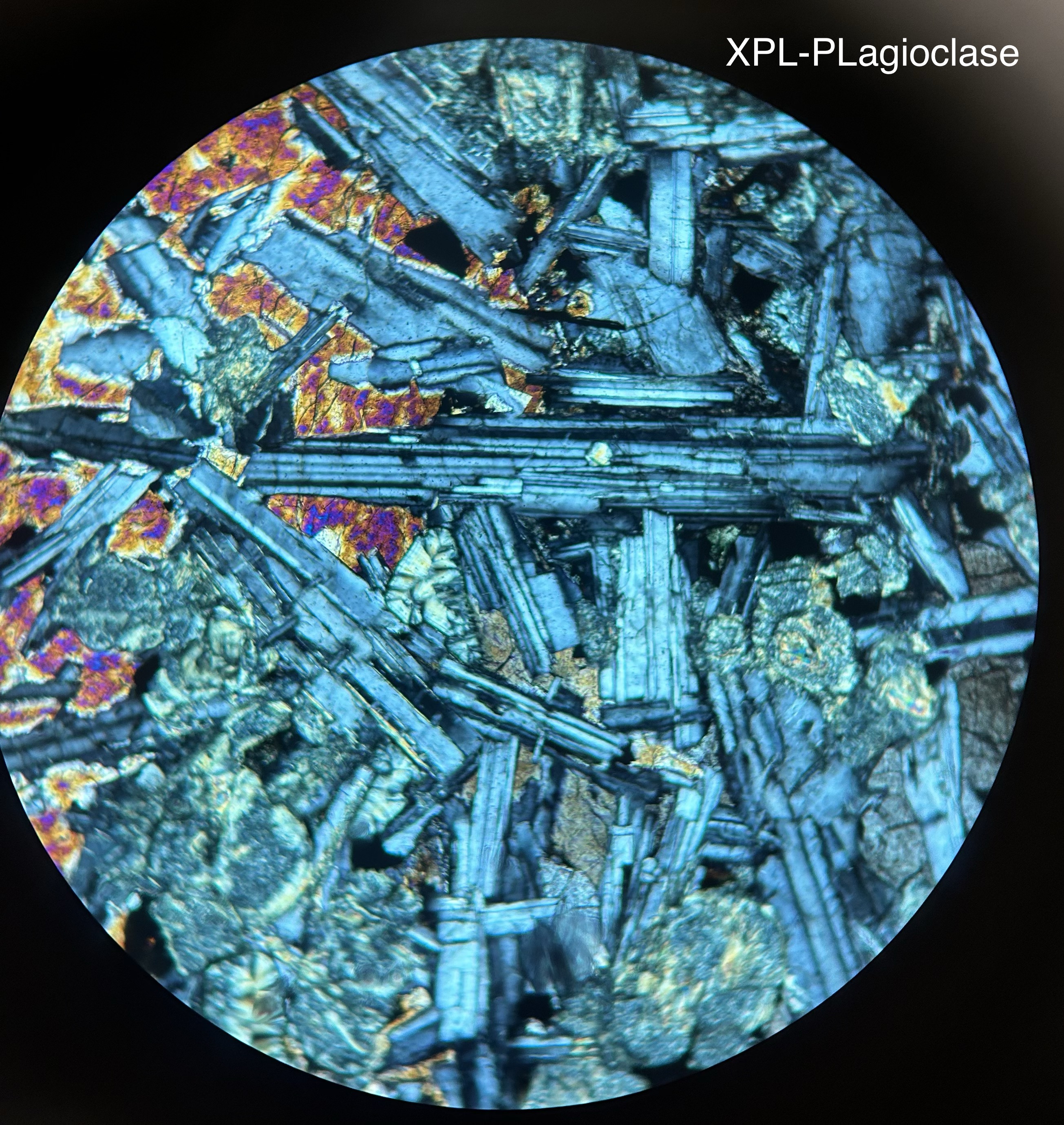 <p>Albite-NaAlSi3O8</p><p>Anorthite-CaAl2Si3O8</p><p>PPL-low positive relief, colorless</p><p>XPL-black/white/grey zebra pattern</p><p>*can have dots of clay </p>