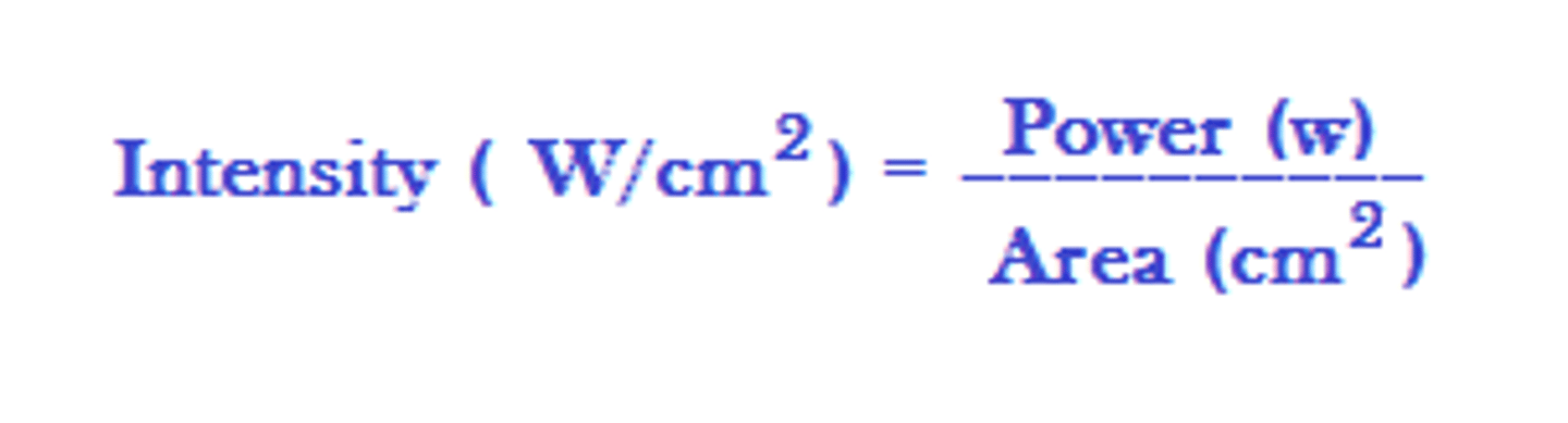 <p>Intensity = Power / Area</p>