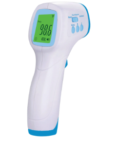 <p>This  type of thermometer is held away from the forehead and are often battery powered.  It is also applied in the temporal region but is considered less accurate than temporal artery thermometers.  It should have the same normal range as an oral temperature rather than the temporal range.  </p>