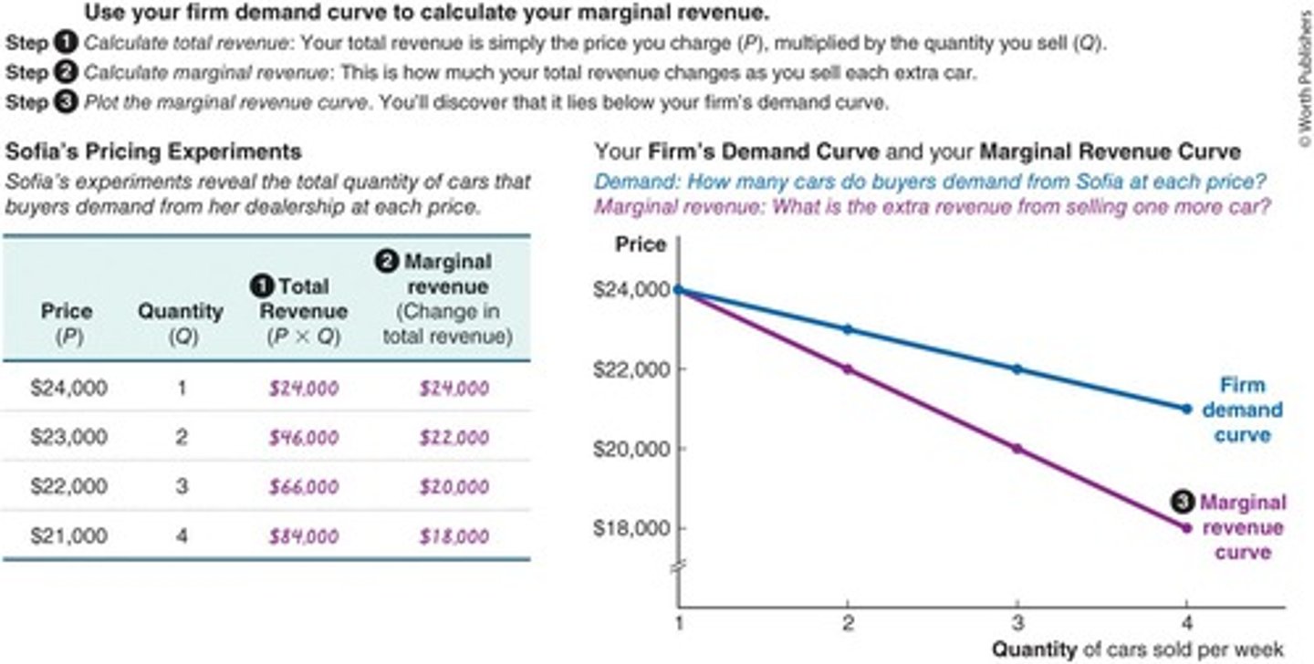 <p>A graphical representation of marginal revenue as quantity changes.</p>
