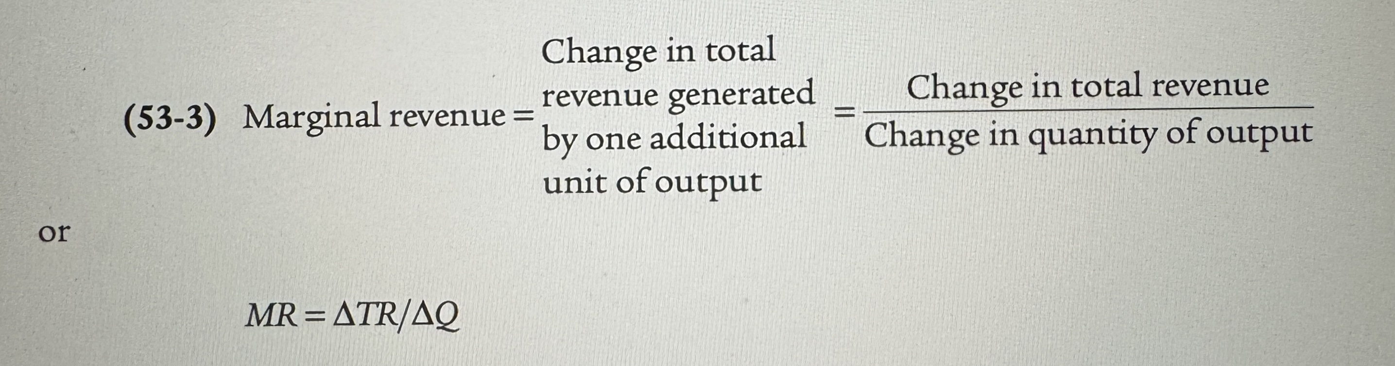 <p>The change in total revenue generated by an additional unit of output.</p>