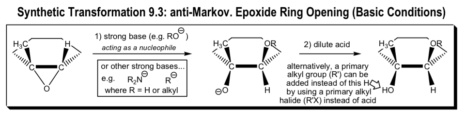 <ul><li><p>Anti-Markov opening of epoxide ring</p></li></ul><p></p>