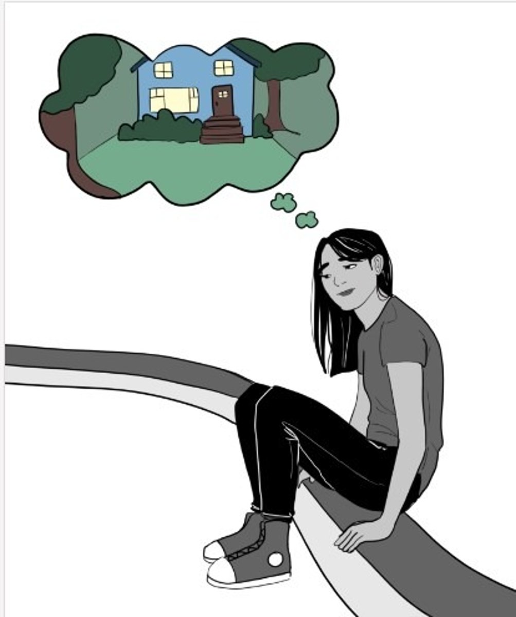 <p>сумуючий за домом</p>