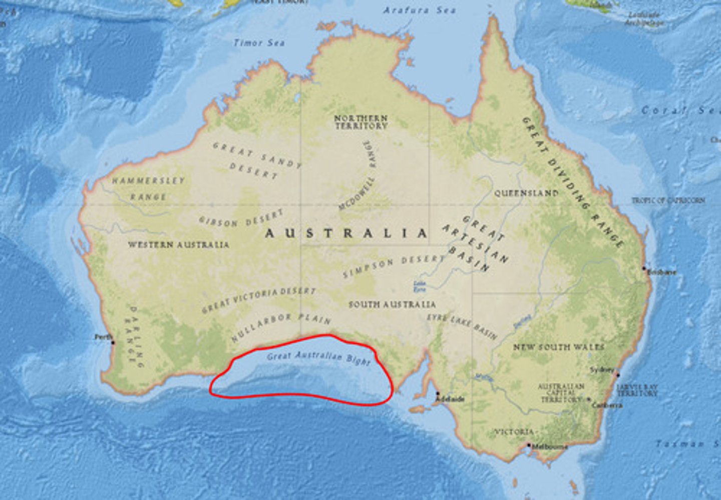 <p>a bay formed by the curve of a coastline</p>