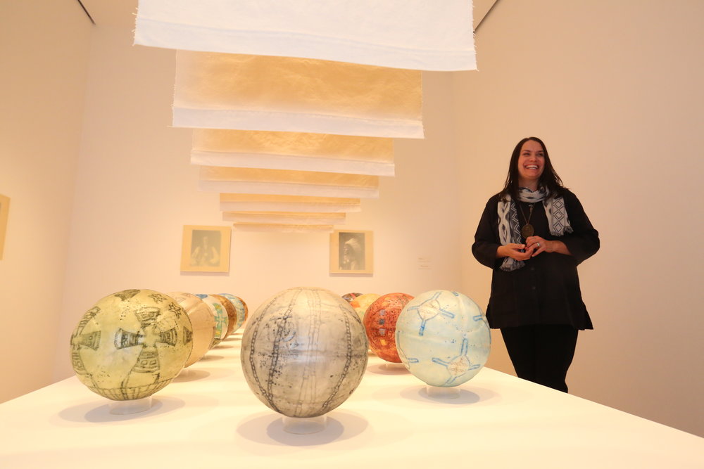 
She is known for making antique quilt artwork