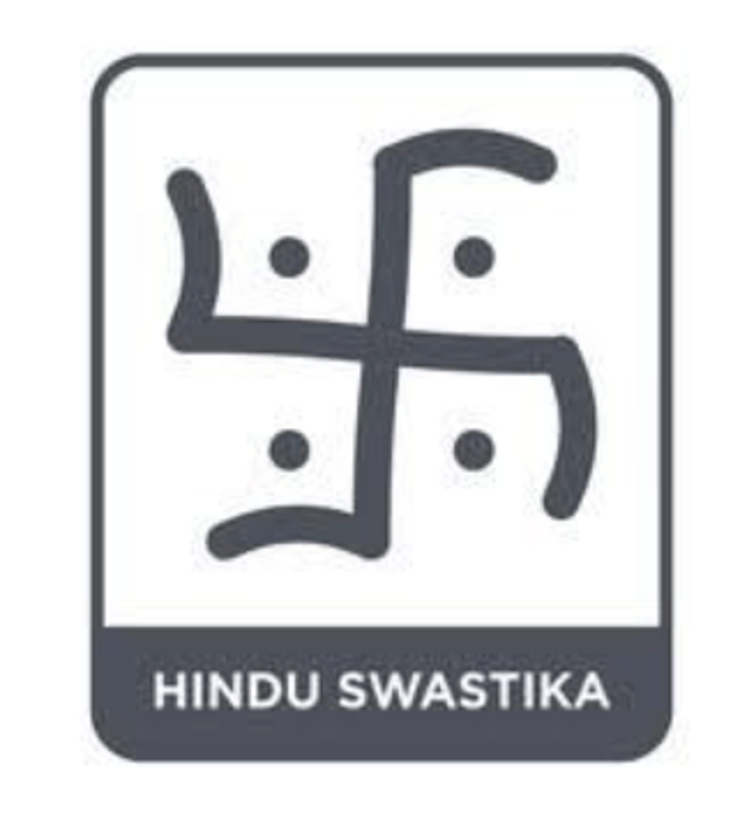 <p>Ancient Hindu symbol denotes well being and auspiciousness</p><p>From the sanskrit word svasti meaning "good fortune"</p>