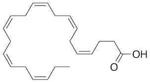 <ul><li><p>22C unsaturated fatty acid</p></li><li><p>CH3-CH2-(CH==CHCH2)6-CH2-COOH</p></li></ul><p></p>