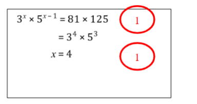 <p>(0 marks) couldn’t see that 10 125 = 81×125</p>