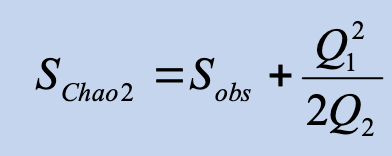 <p>Where Q1 = number of species observed in only one sample, Q2 = number of species observed in only two samples</p>