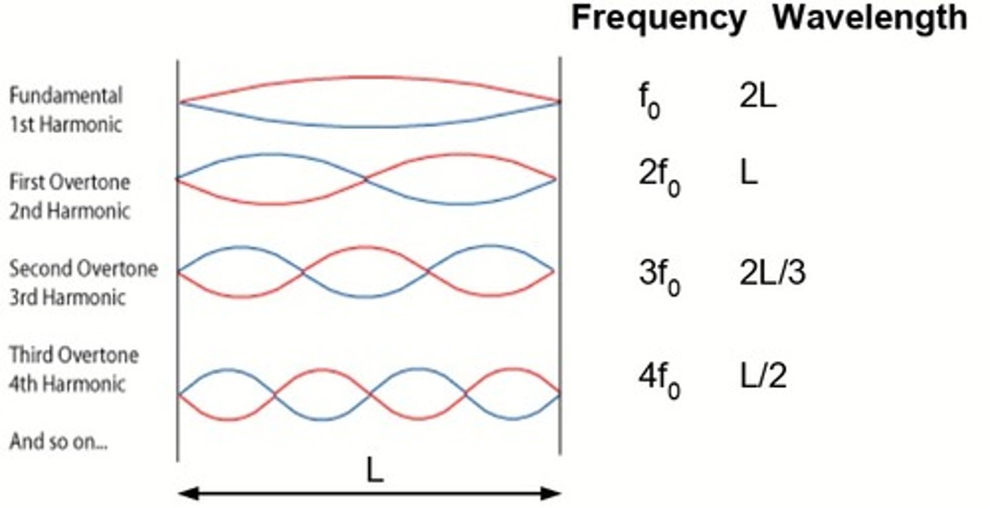 <p>Can you remember how to draw these stationary wave patterns for a string? Do you also know how to find the equation linking frequency and length for each one?</p>