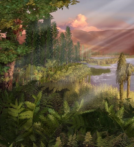 <p>No polar ice caps, generally hot and dry with monsoonal polar regions, carbon dioxide levels about three times higher than</p><p>Main dinosaurs were prosaurpods, early ornithopods and small predators </p><p>Large amount of swamp vegetation were converted to coal after being buried and compressed </p>