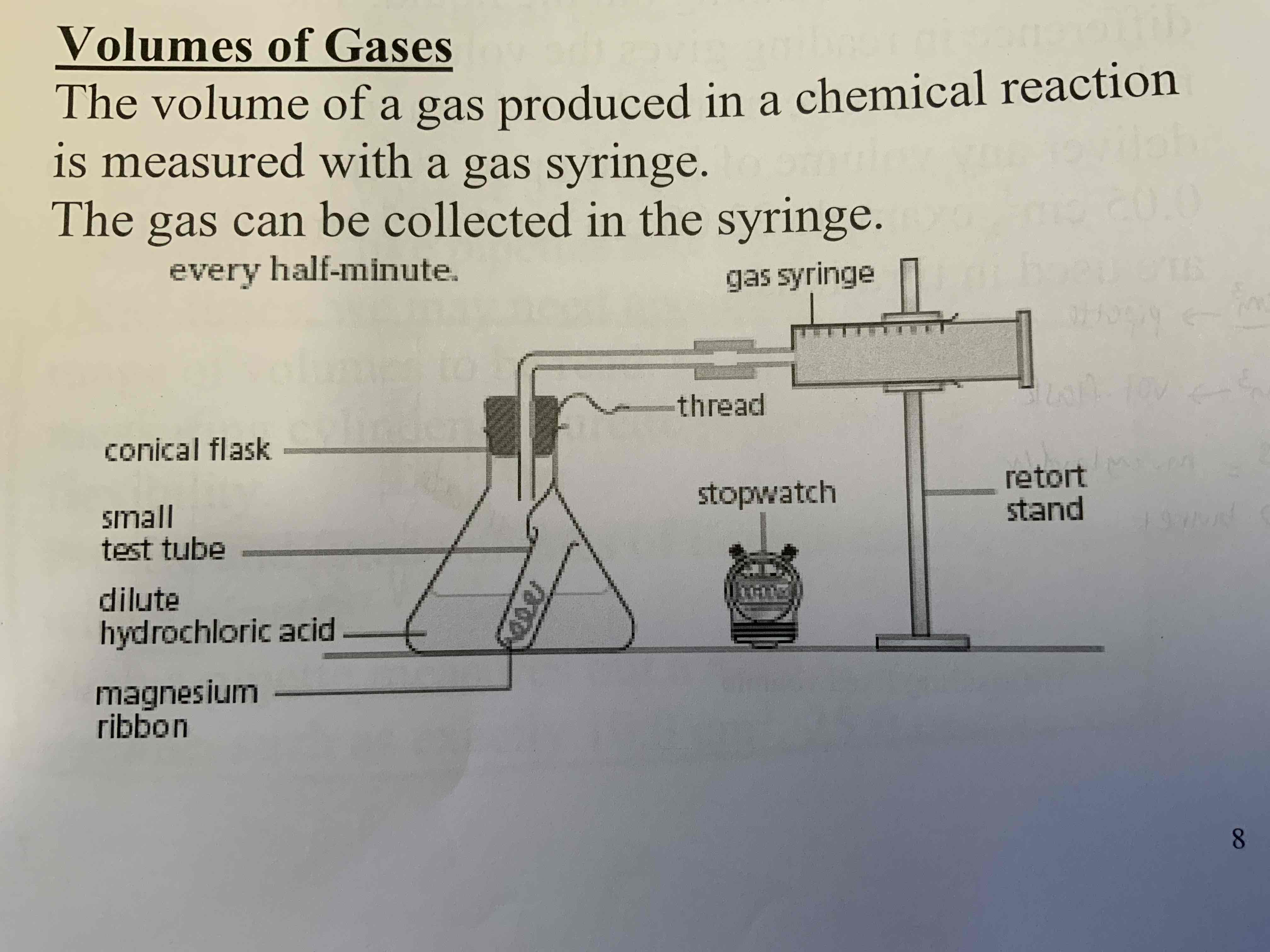 <p>Plot into a table and measure volume of gas at regular time intervals</p>