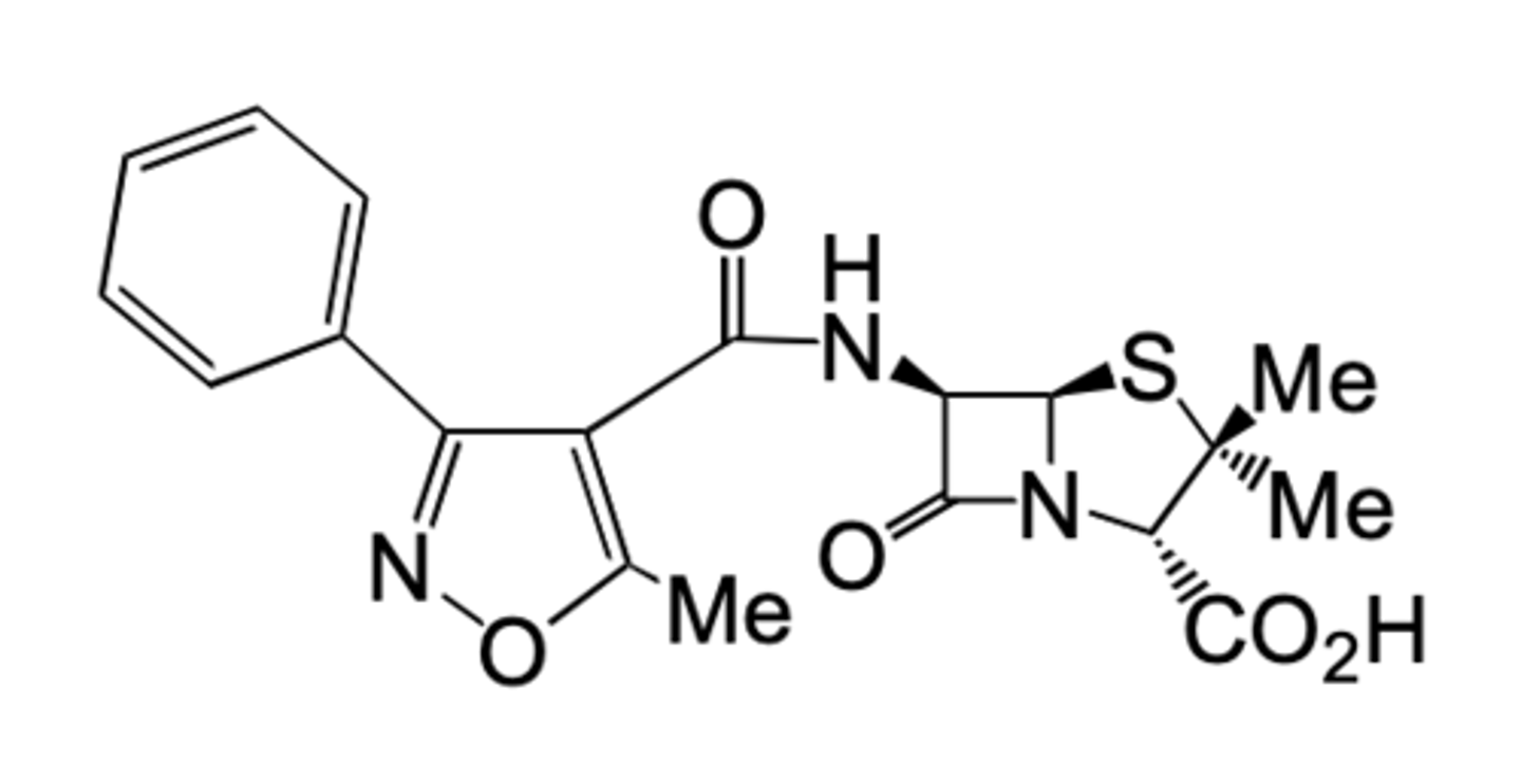 <p>Includes a bulku 5-membered ring so resistant to β-lactamases. Also contains an electron withdrawing heterocycle which reduces acid sensitivity so can be taken orally.</p>