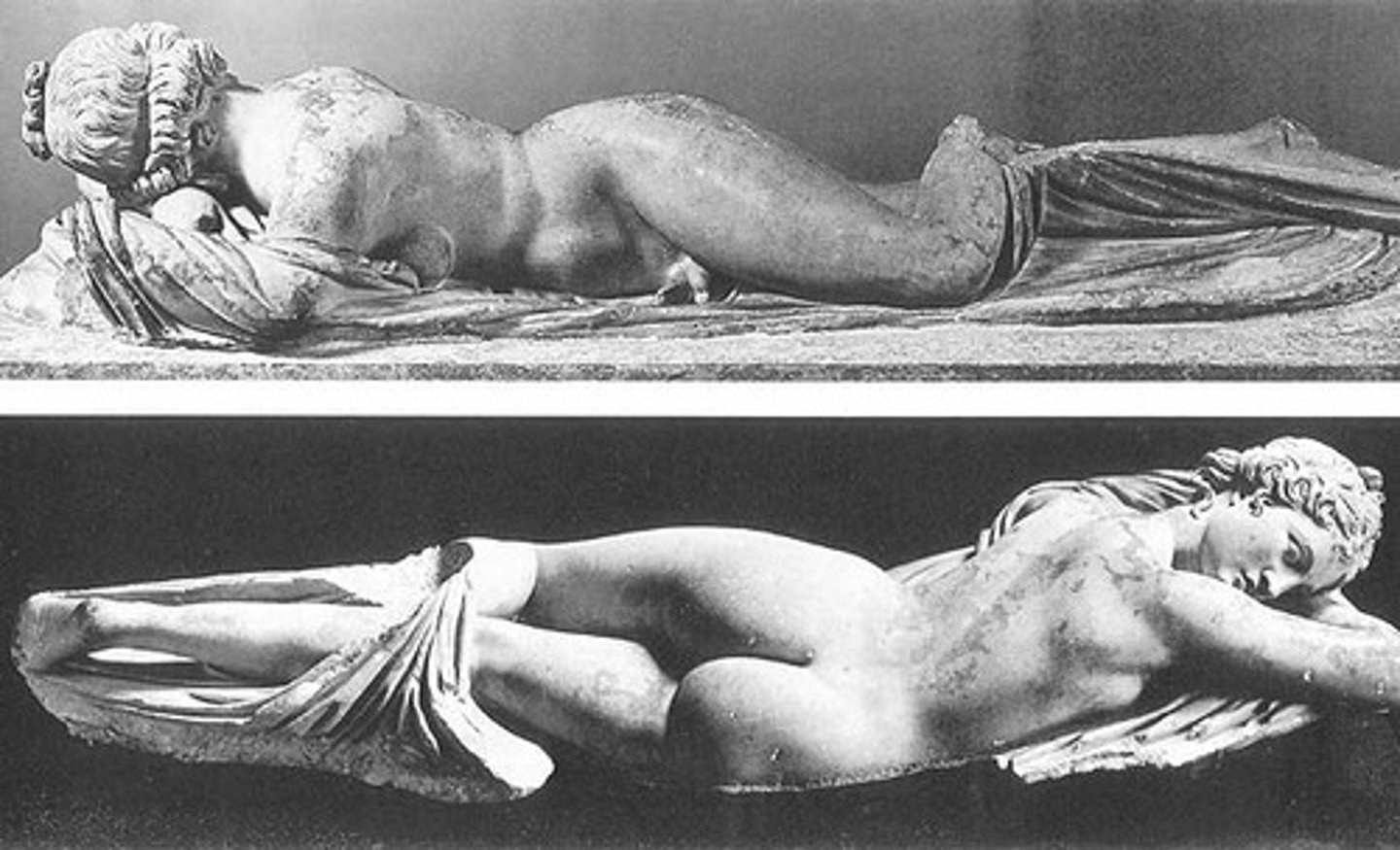 <p>- Sleeping on a rock; serene face</p><p>- Son of Hermes + Aphrodite = Hermaphroditus</p><p>- Hermaphroditus + Nymph = Hermaphrodite (Forever united)</p><p>- Myth: humans were originally Hermaphrodites, but too powerful to Zeus split us. Go through life feeling incomplete. Temporarily feel complete during sex</p>