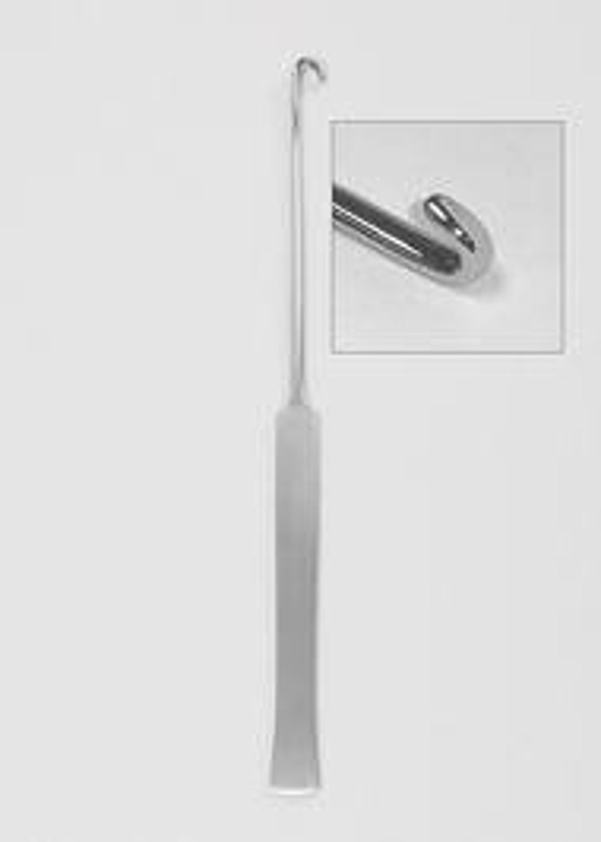 <p>Used for spays, hand held. Exposes the horn of the uterus</p>