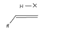 <p>Draw the mechanism for this reaction in polar conditions, state whether is Markovnikov or anti Markovnikov</p>
