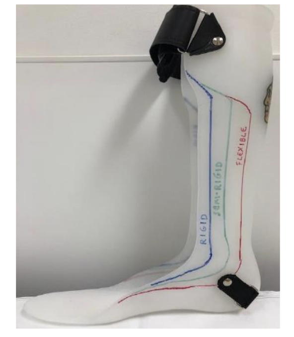 <p>trimline just posterior to malleolus </p><ul><li><p>DF resist (moderate), PF resist (moderate) </p></li></ul><p></p>