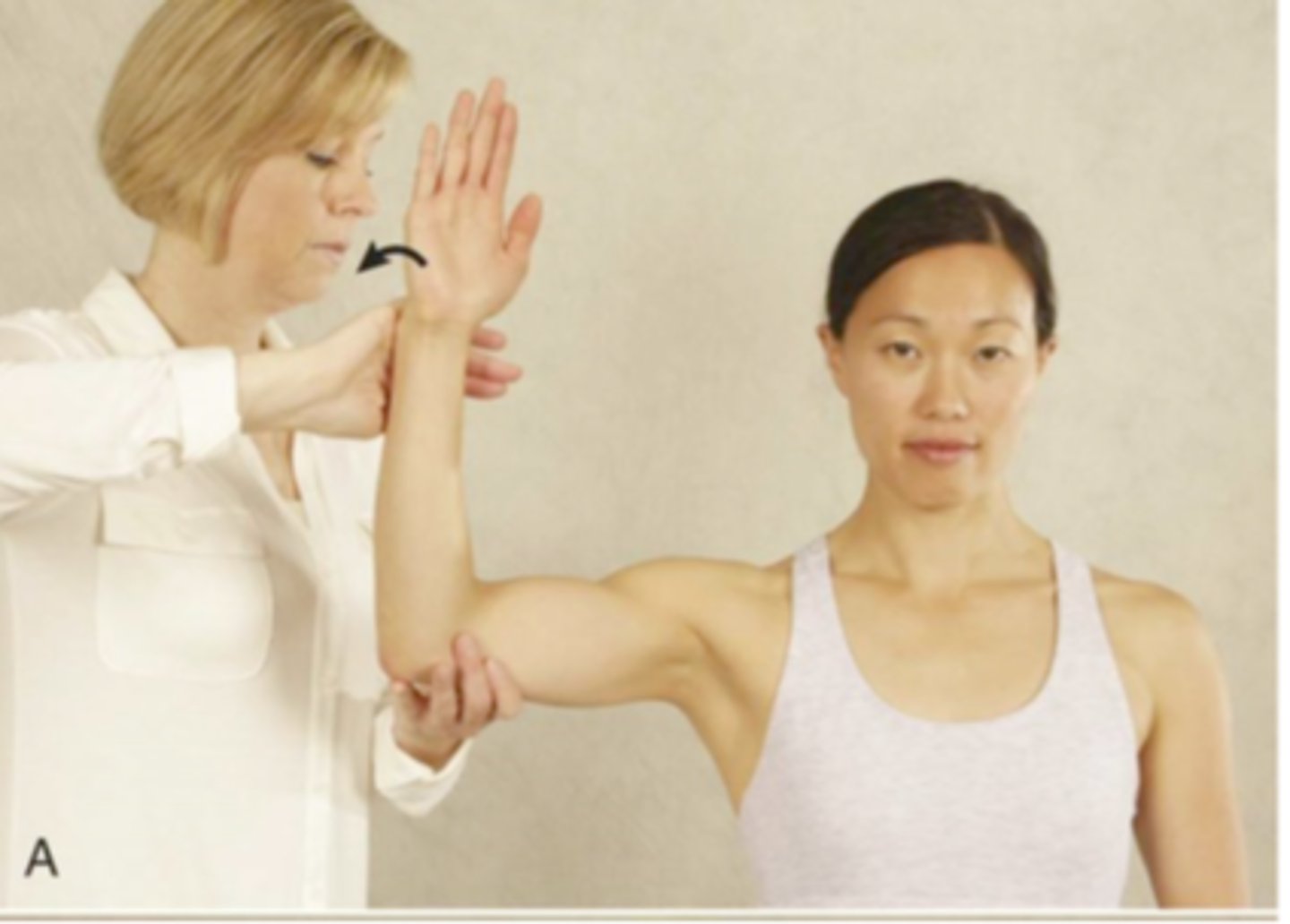 <p>- diagnosis: specifically, teres minor pathology (rotator cuff)</p><p>- how: w/ arm abducted &amp; elbow flexed 90º, ask patient to externally rotate arm against resistance</p><p>+ = inability to maintain externally rotated position &amp; arm drops to neutral position</p>