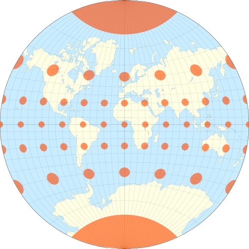<ul><li><p>Compromise projection</p></li><li><p>Projects the entire Earth onto a circle</p></li></ul><p></p>