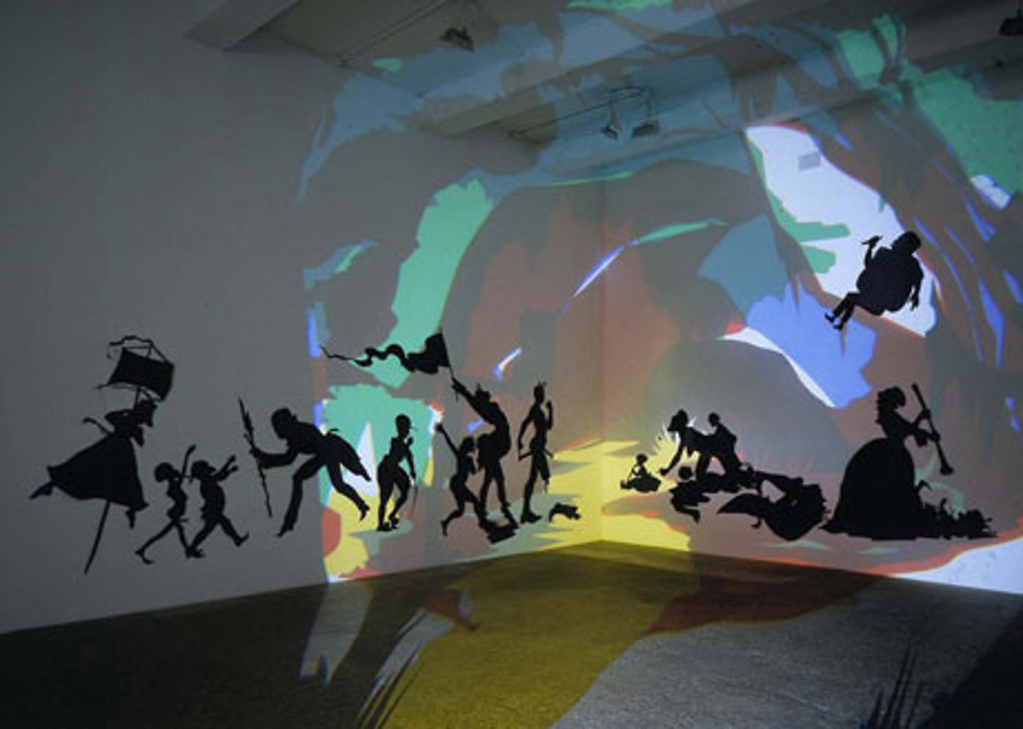 <p>Kara Walker</p><p>France</p><p>installation (paper and projection on wall)</p><p>political, racial</p>