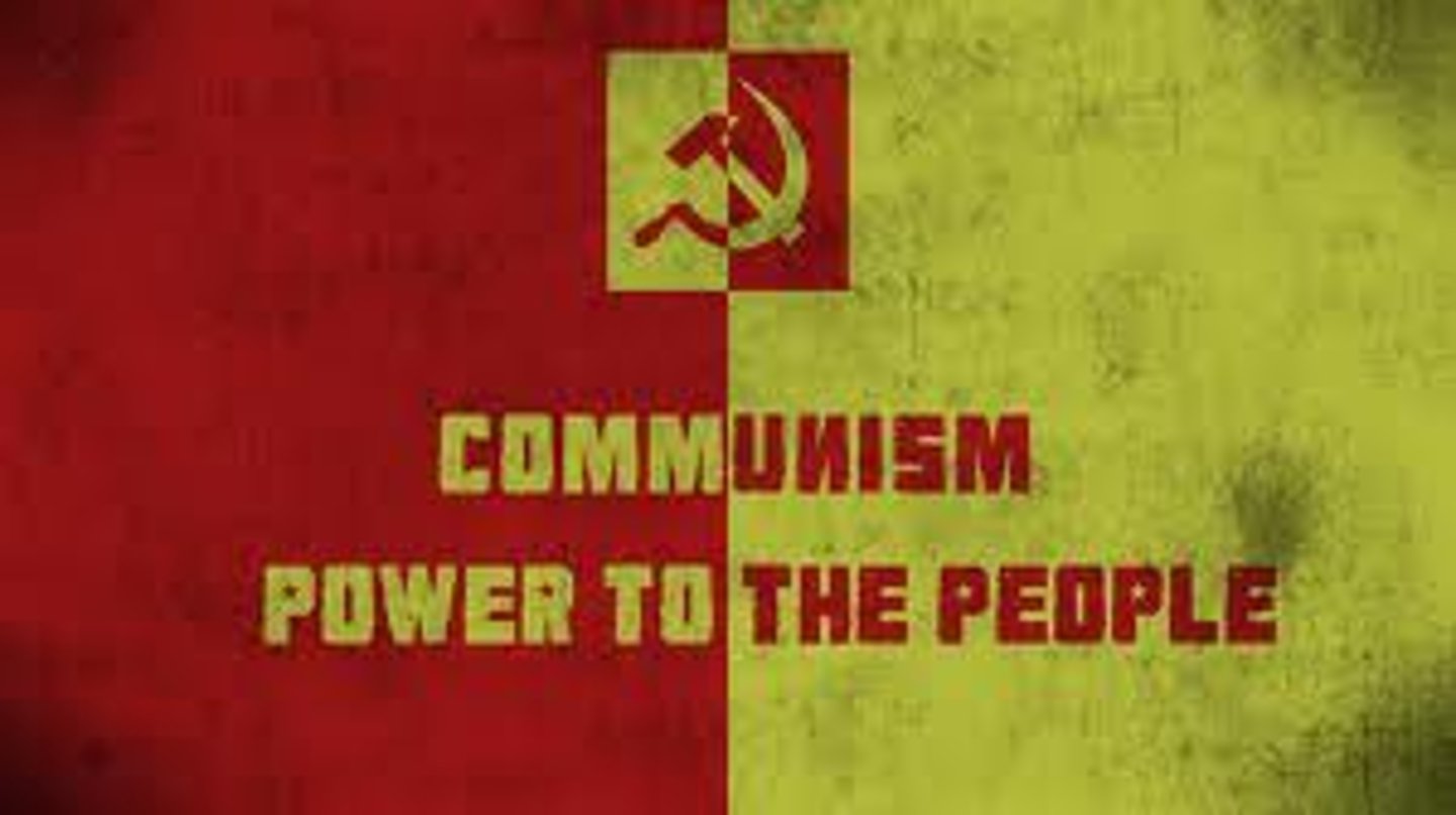 <p>an anti-capitalist political ideology in which the government owns all property and a small group of political elite control all economic and political activities.</p>