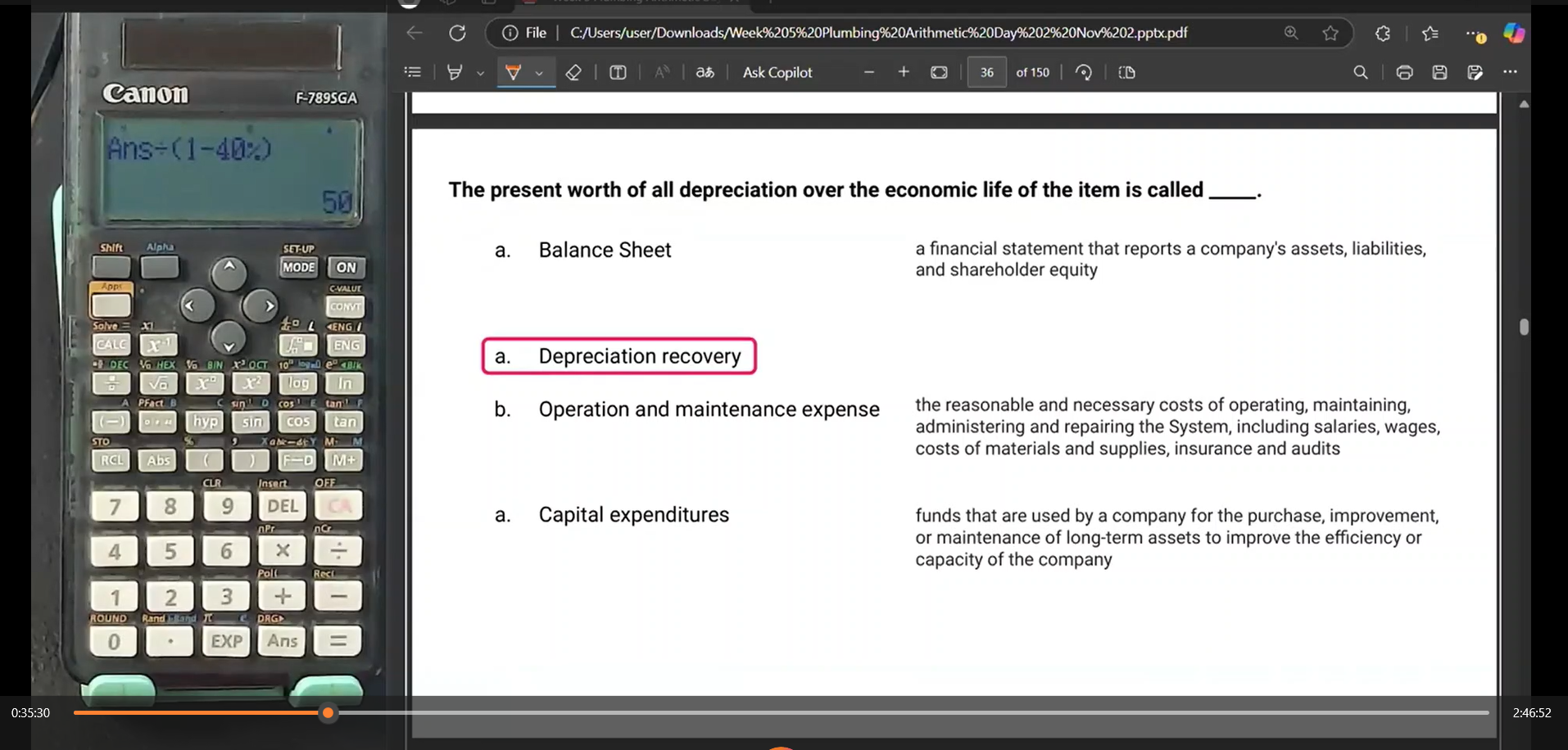 <p>b. Depreciation Recovery</p>
