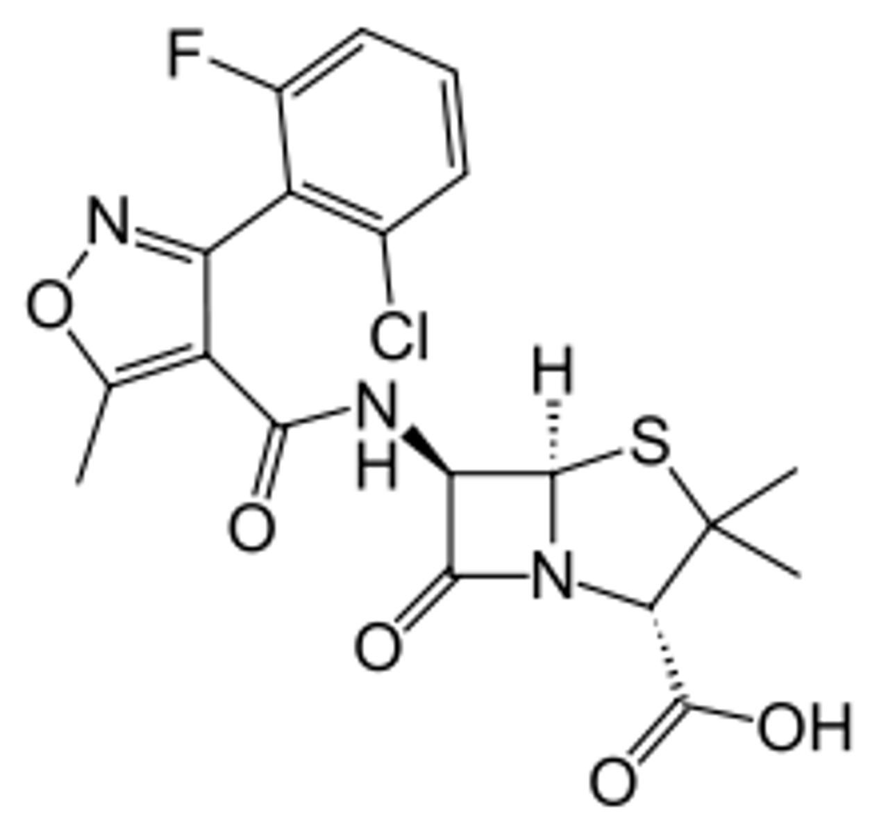 <p>It contains an acyl side chain that protects the β-lactam ring.</p>