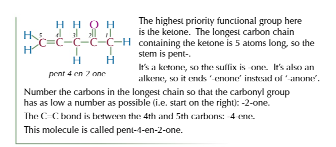 <p>(lowest) HALOGENS → ALKYL → ALKENES → OTHER FUNCTIONAL GROUPS (highest)</p>