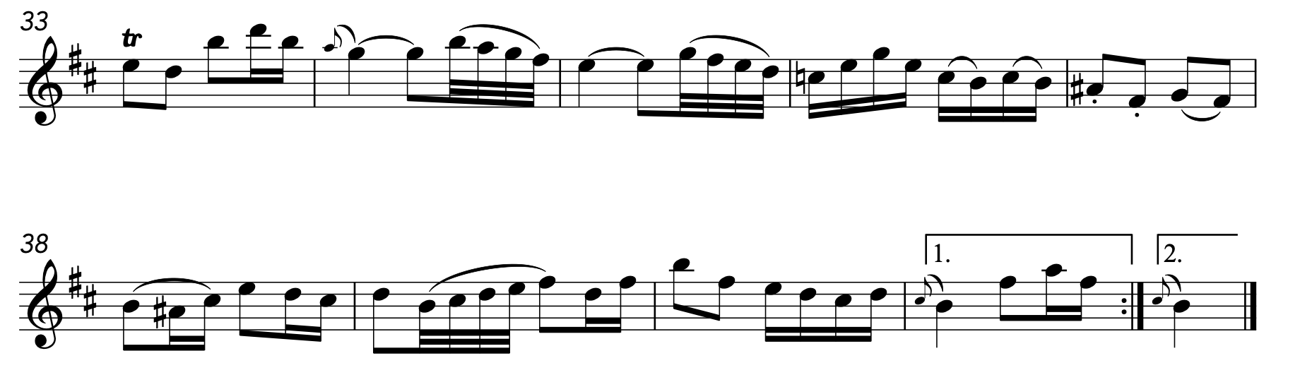 <p>What is the cadence in bars <strong>37(2)-38(1)   <em>21(2)-22(1)?</em></strong></p>