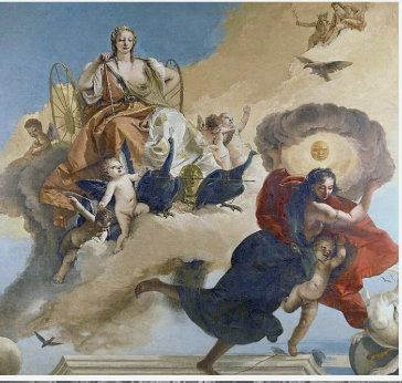 <p><span>painted by Giovanni Battista Tiepolo,<strong> featuring the Roman goddesses Juno and Luna</strong>. </span></p><p><span><strong><mark data-color="#ff98ca" style="background-color: #ff98ca; color: inherit">Juno, the queen of the gods,</mark></strong> and<strong><mark data-color="#ffa9a9" style="background-color: #ffa9a9; color: inherit"> Luna, the goddess of the moon,</mark></strong> are depicted in a celestial setting, likely emphasizing their divine beauty and power. </span></p>