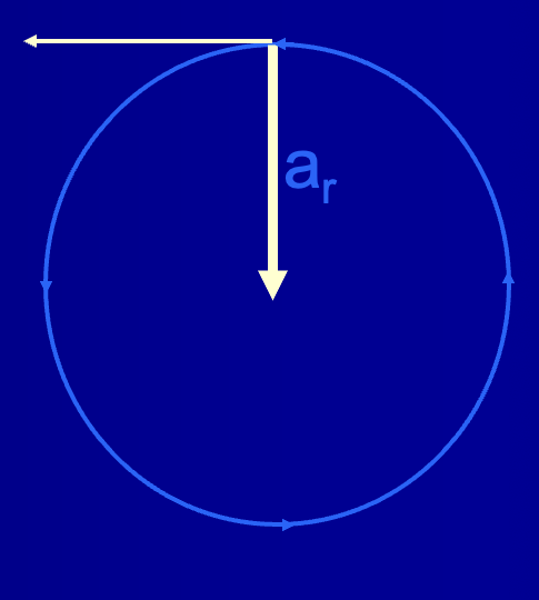 <p>the vector of angular acceleration that is directed toward the center of curvature</p>