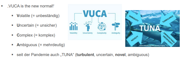 <p>VUCA is the new normal! - Nur Innovationen verschaffen in diesem Umfeld einen Wettbewerbsvorteil - Konsequenz des Corporate Entrepreneurship ist die Ausgründung von Unternehmen aus einem Unternehmen!</p>