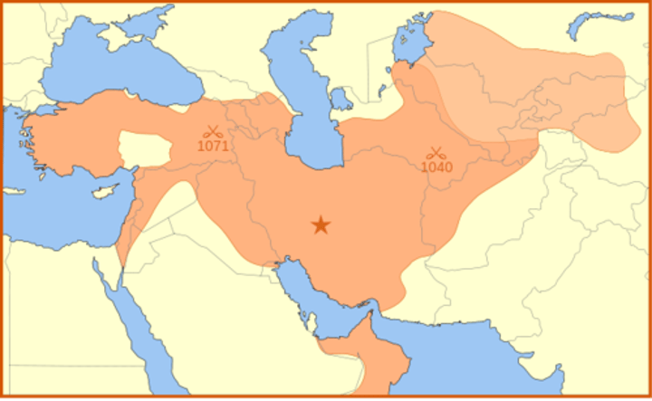 <p>Turkic empire ruled by sultans in Persia and modern-day <br>Iraq (11th and 12th centuries); Established Turks as major ethnic group carrying Islam across Eurasia, along with Arabs and Persians; Demonstrated weakness of Abbasid caliphate in its later <br>years; sultans held real power in the empire; Helped to spread the influence of Islam throughout the region</p>