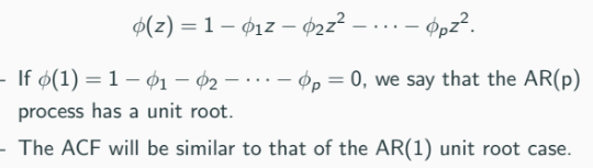 if the entire subtract right side total = 1, we have unit root casr