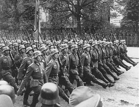<p>September 1, 1939 Germany invaded, breaking the Munich Pact, so Britain and France declared war, starting World War II</p>