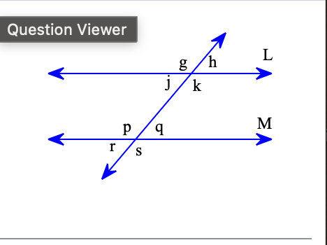 <p><span style="background-color: transparent !important;"><span>Assume that lines L and M are parallel.Find a pair of acute​, corresponding angles.</span></span></p>