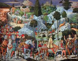 <p>Benozzo Gozzoli</p><p>procession of the Magi (detail)</p><p>palazzo medichi-Riccardi </p><p>florence, fresco</p>