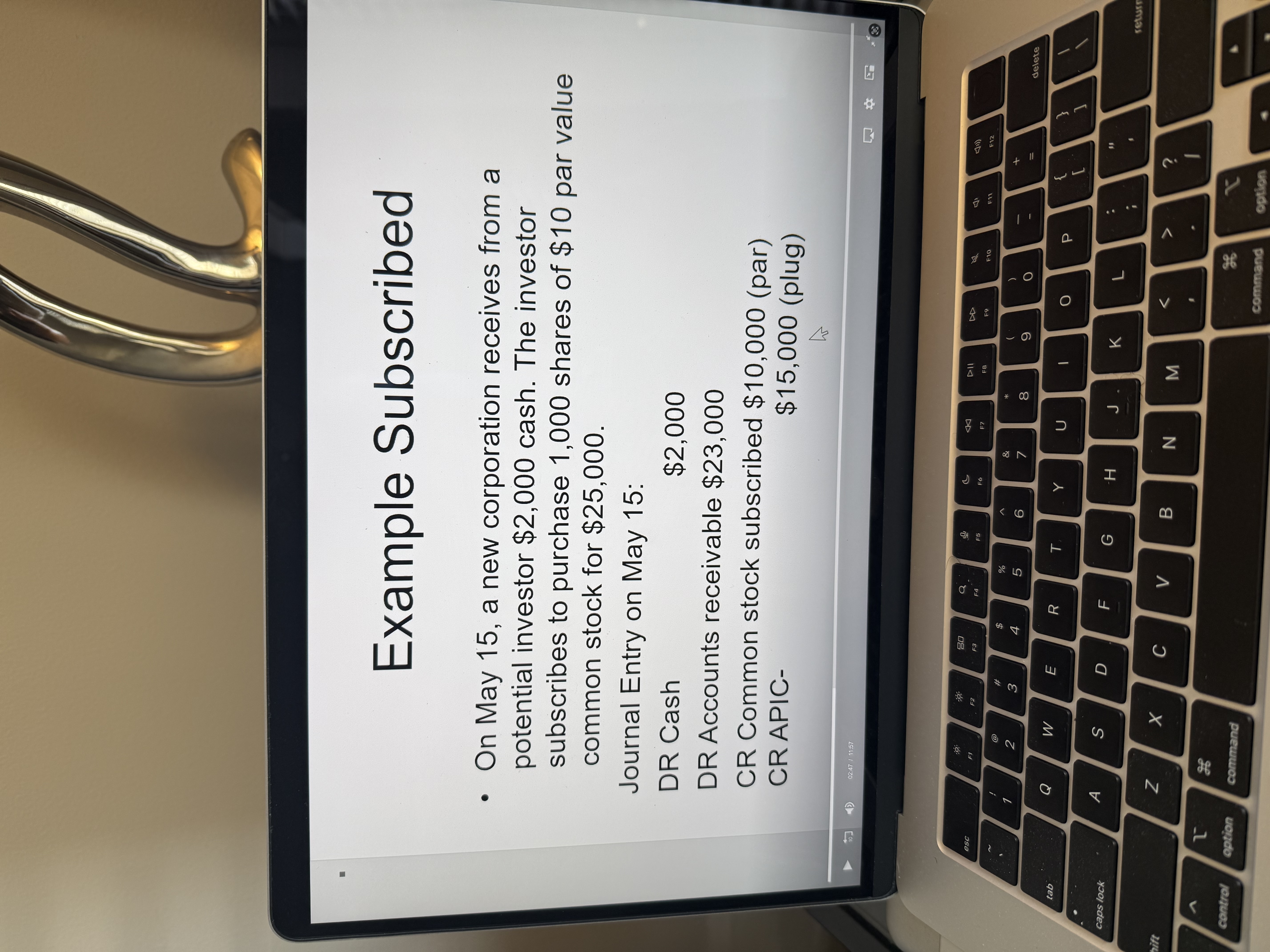<p>Stock Subscriptions</p><p>Example: An investor subscribe to purchase shares of common stock.</p><p>Note: Per law, shares cannot be issued before they are purchased. However, the <strong>APIC can be recorded immediately</strong>.</p>