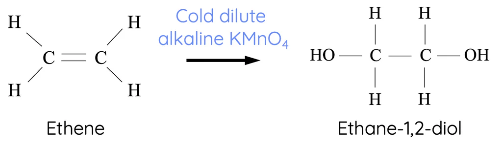 <p>KMnO4, NaOH (aq), cold = CIS 1,2-diol</p>