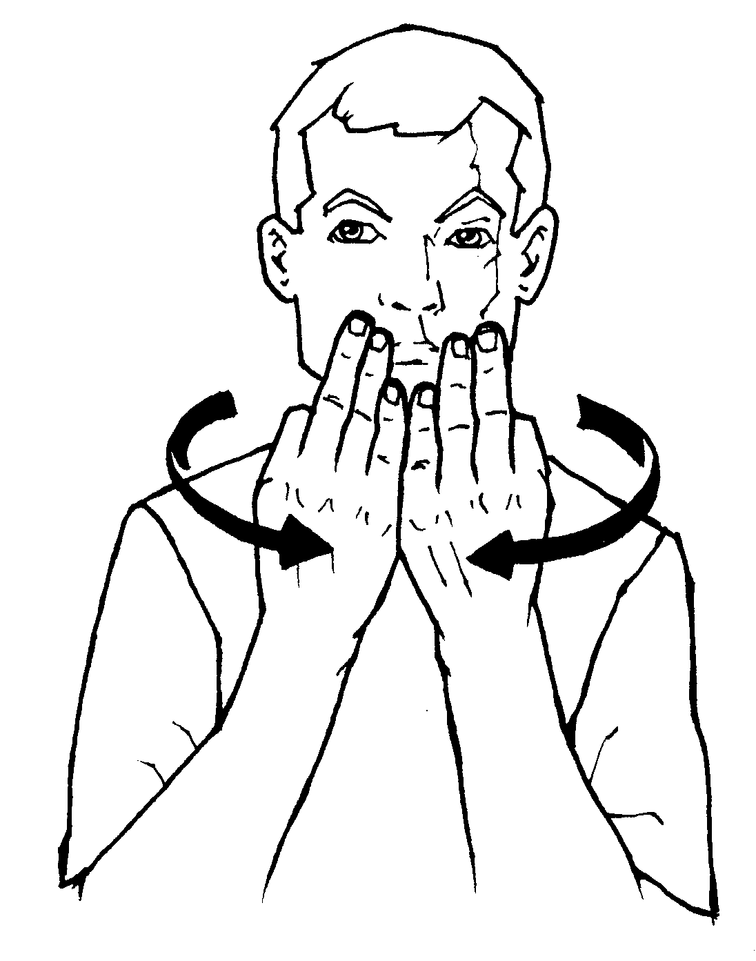 <p><span style="font-size: medium">"F" hands and use t</span>he hands to trace the shape of a circle.&nbsp;</p>