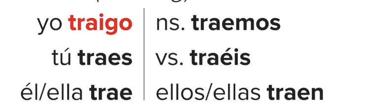 <p>to bring (irregular)</p>