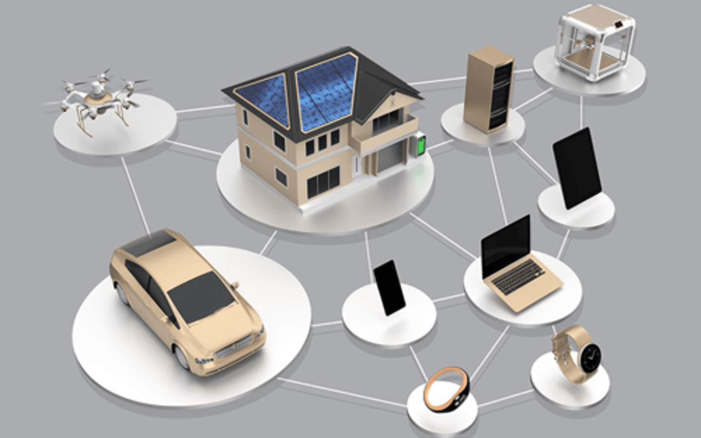 <p>all of the devices that are connected to the internet to collect and share data</p>