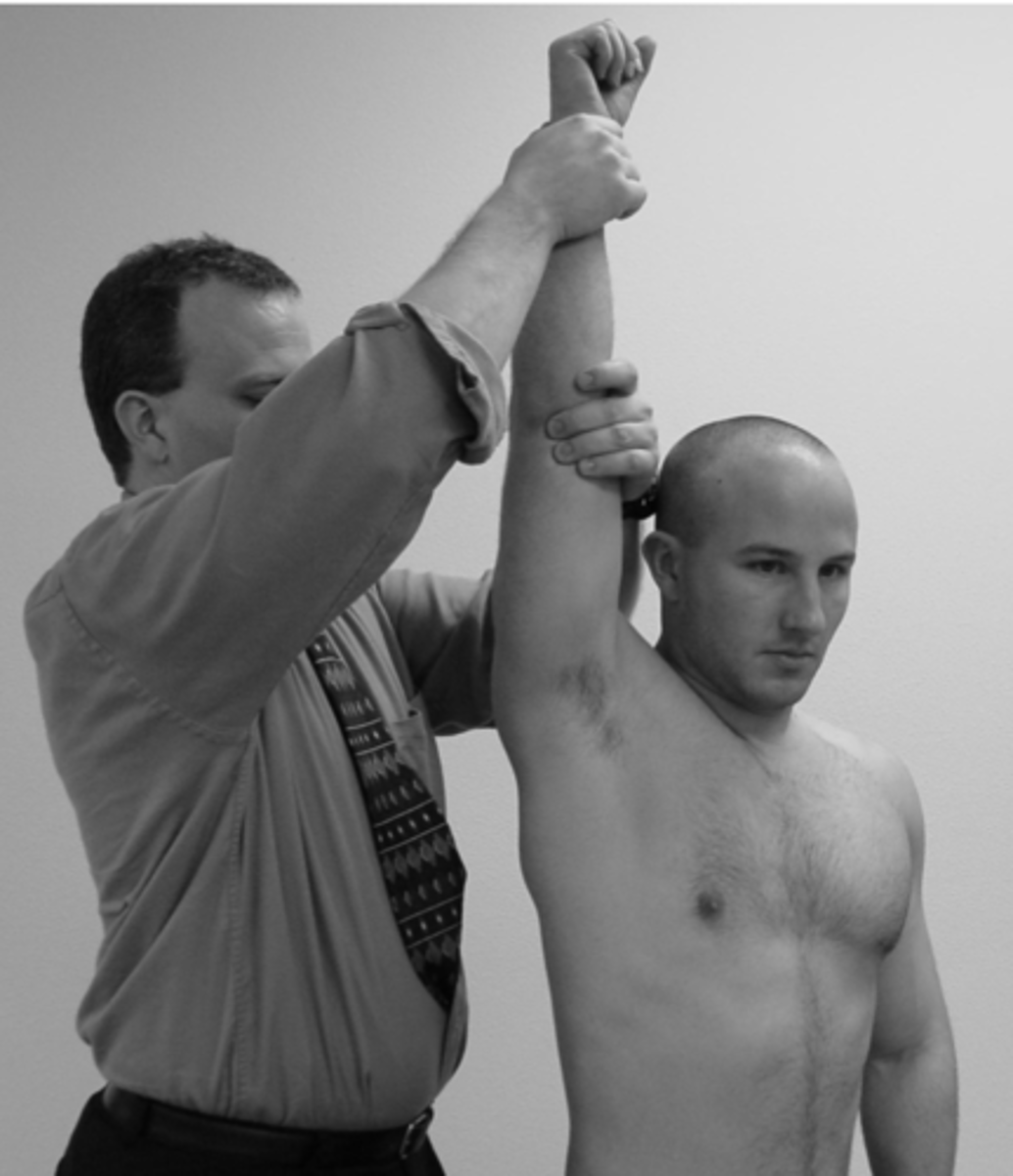 <p>- palpate radial pulse</p><p>- passively "hyperabduct" the arm above head</p><p>- held for up to 2 mins</p><p>- (+) = pulse diminished and/or sxs reproduction</p>