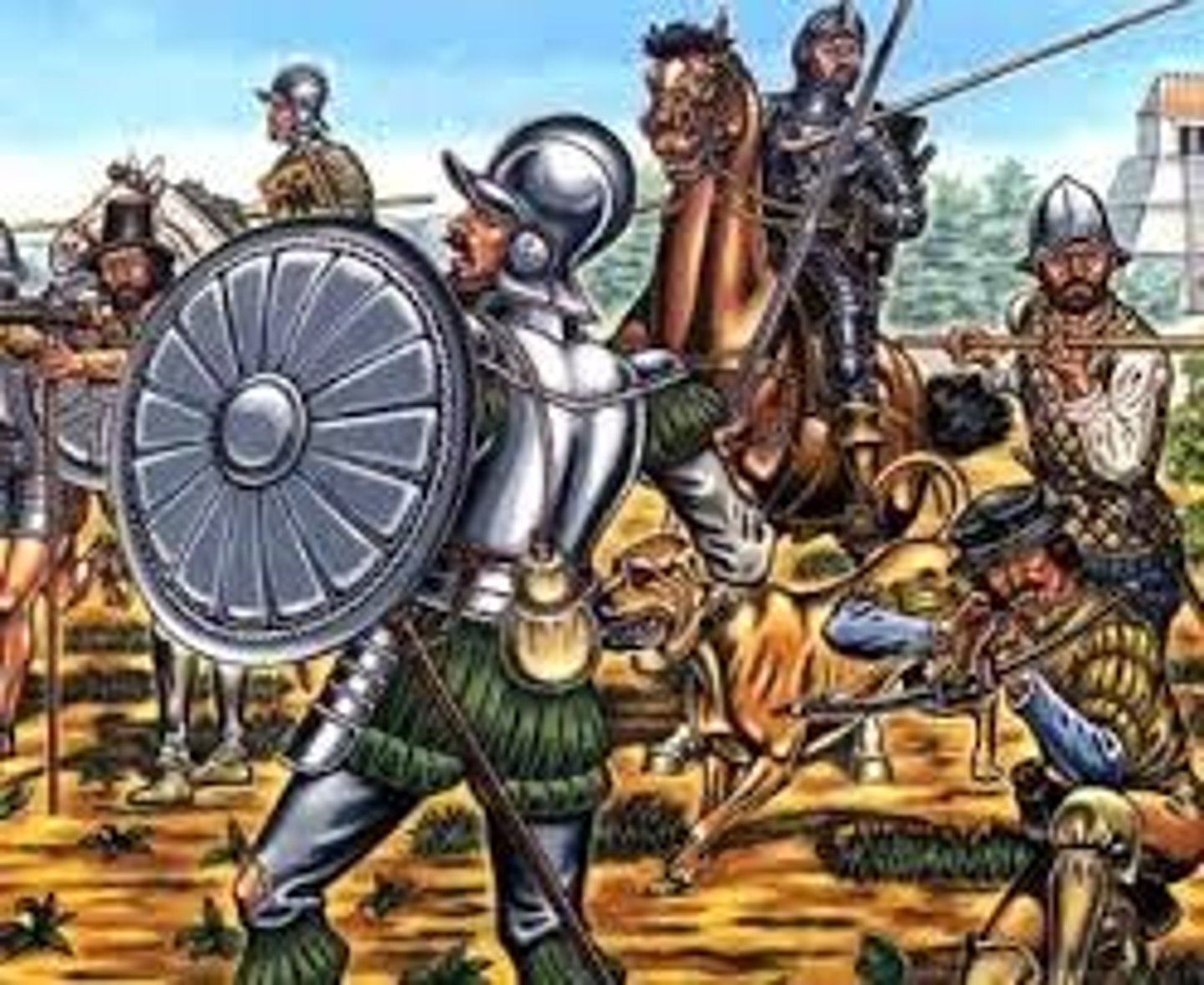 <p>Early-sixteenth-century Spanish adventurers who conquered Mexico, Central America, and Peru. (Examples Cortez, Pizarro, Francisco.)</p>