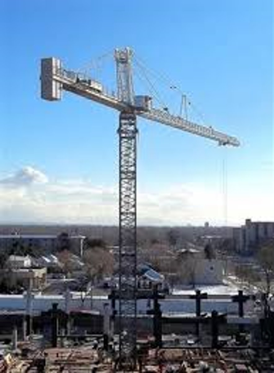 <p>Also known as "climbing crane", used in the construction of tall buildings because it has a built-in jack that raises the crane from floor to floor as the building is constructed</p>