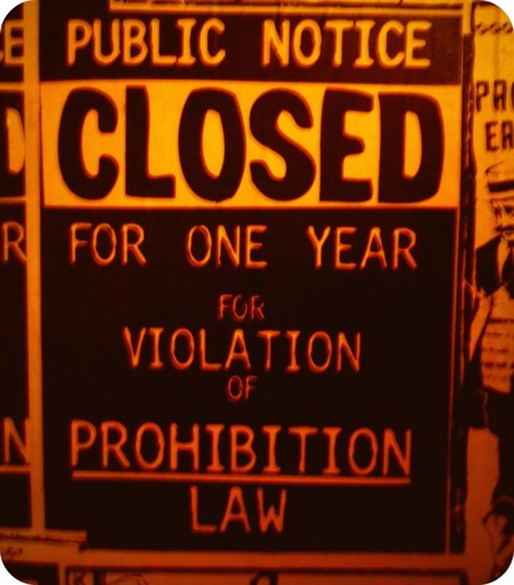 <p>Prohibited the manufacture, sale, and distribution of alcoholic beverages</p>