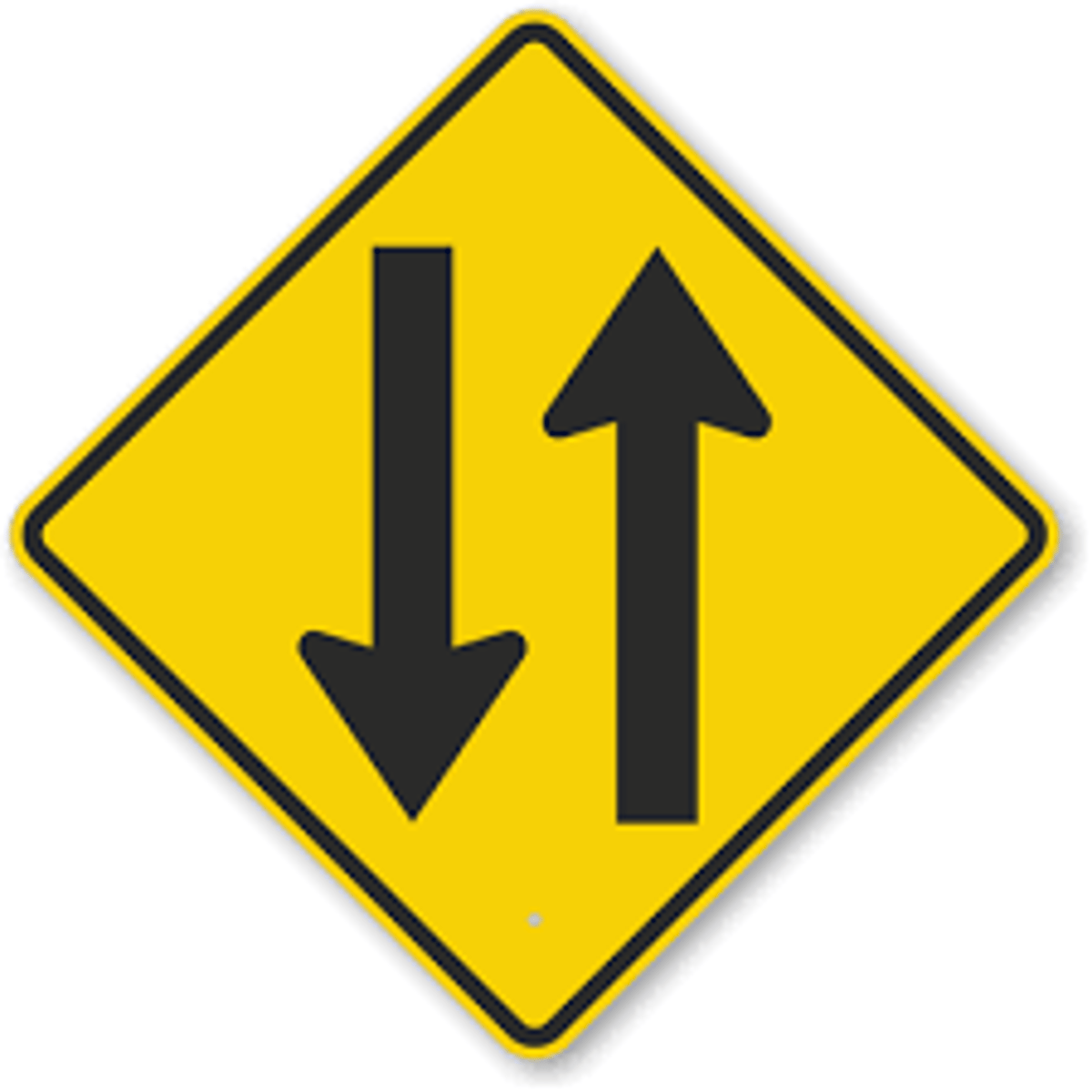 <p>warning that you are leaving a separated one way highway and will soon be driving on a two way highway</p>