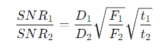 <p>F<sub>1</sub>,F<sub>2</sub>=  the fluxes</p><p>D<sub>1</sub>,D<sub>2</sub>= mirror diameters</p><p>t<sub>1</sub>,t<sub>2</sub>=​  the exposure times.</p>