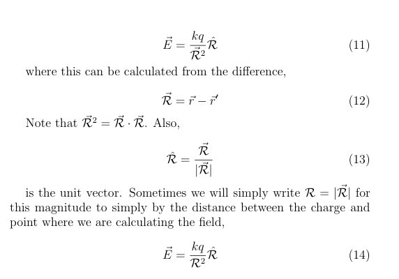 <p>Vector differences, R is the unit vector </p>